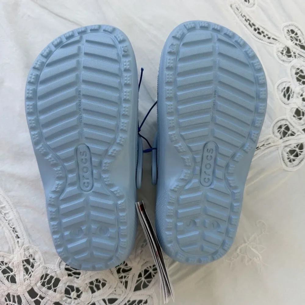 New Crocs Classic Lined Clog Kids J1 Light Blue Fleece Lined Unisex